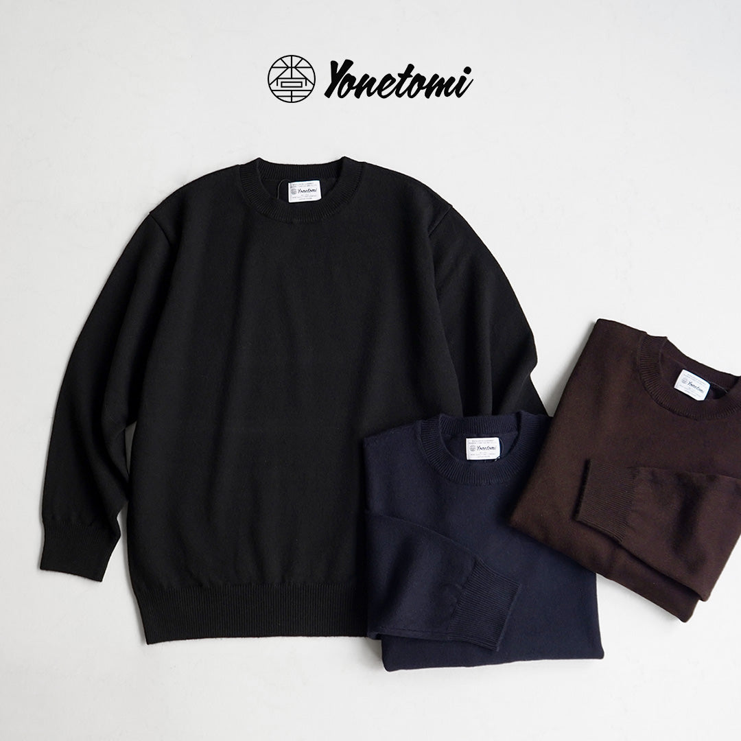 YONETOMI NEW BASIC / Jersey rígido de punto de cachemira teñido en prenda