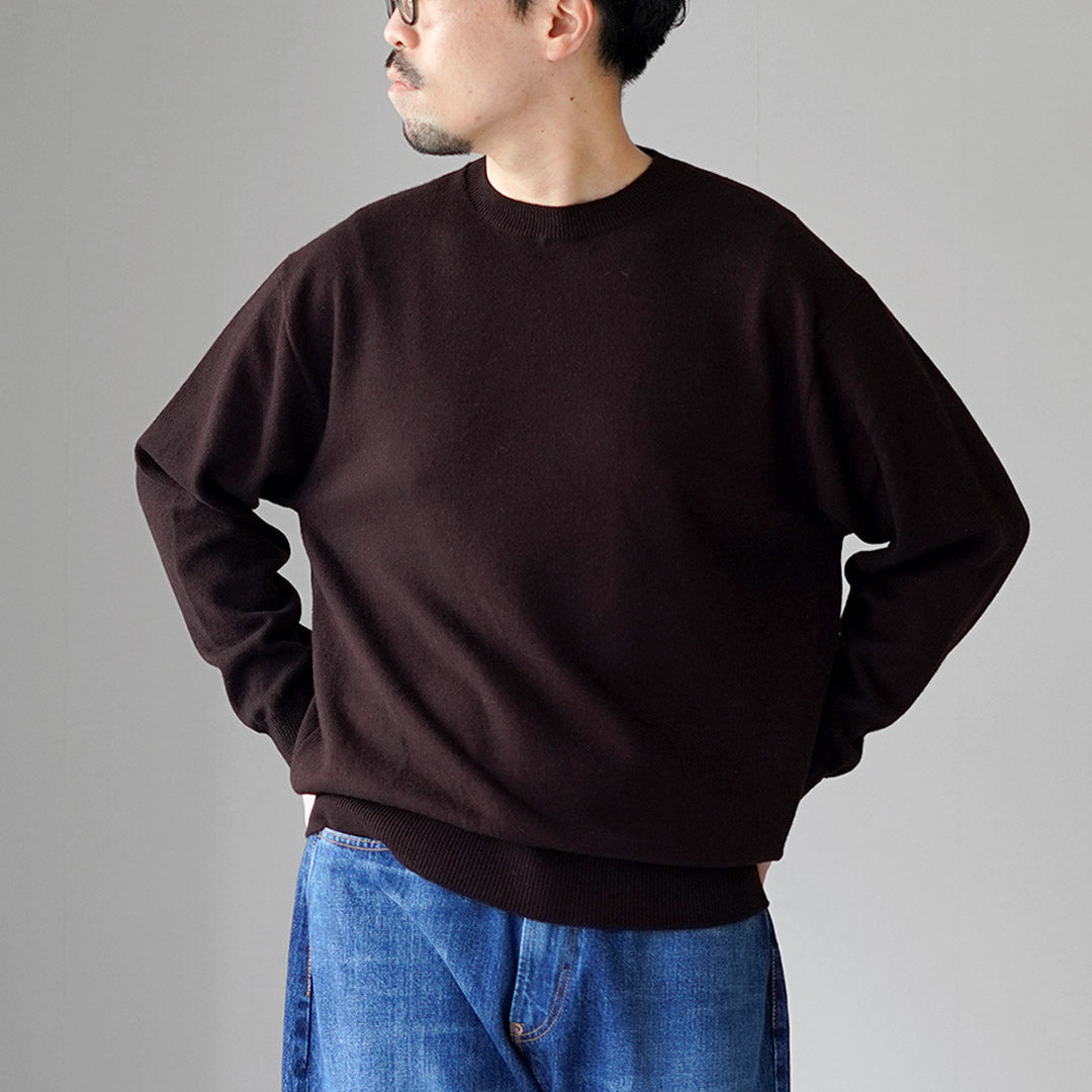 YONETOMI NEW BASIC / Jersey rígido de punto de cachemira teñido en prenda