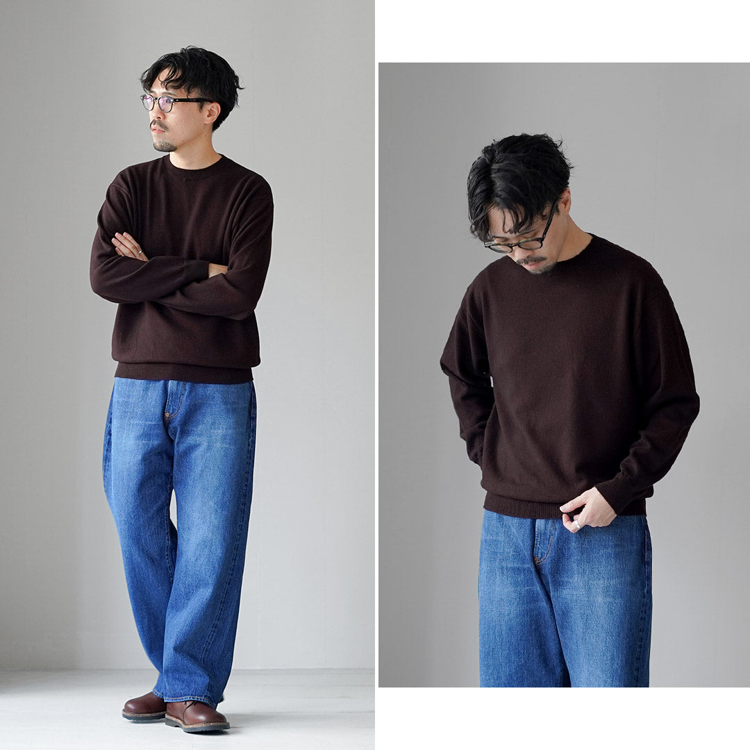 YONETOMI NEW BASIC / Jersey rígido de punto de cachemira teñido en prenda