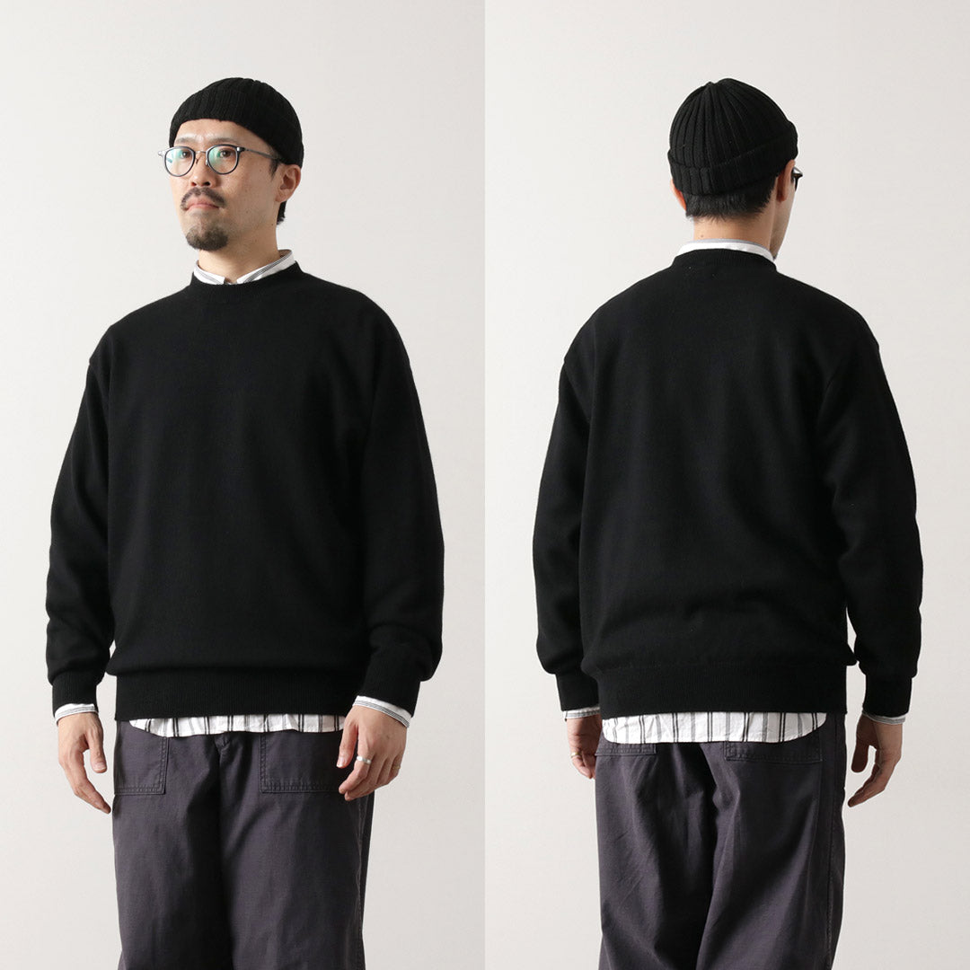 YONETOMI NEW BASIC / Jersey rígido de punto de cachemira teñido en prenda
