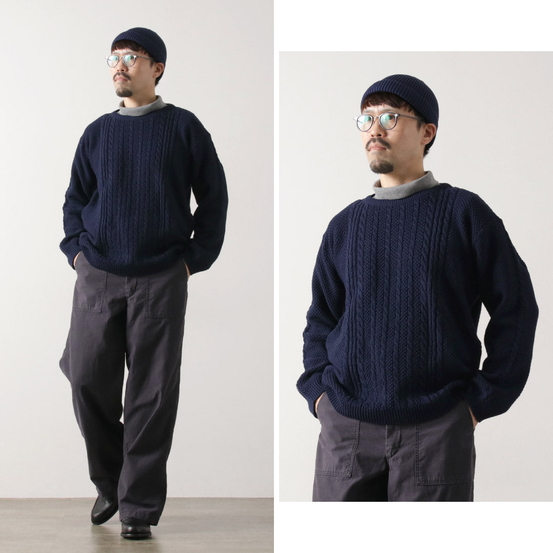 BINGHAMTON KNITTING COMPANY / Pull pêcheur en coton tricoté