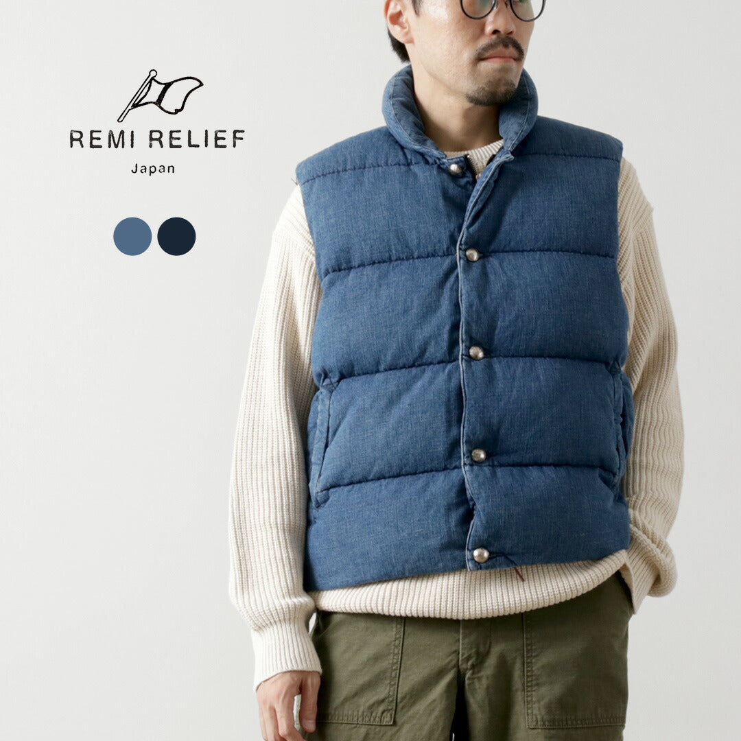 REMI RELIEF / 天然加工牛仔羽绒背心