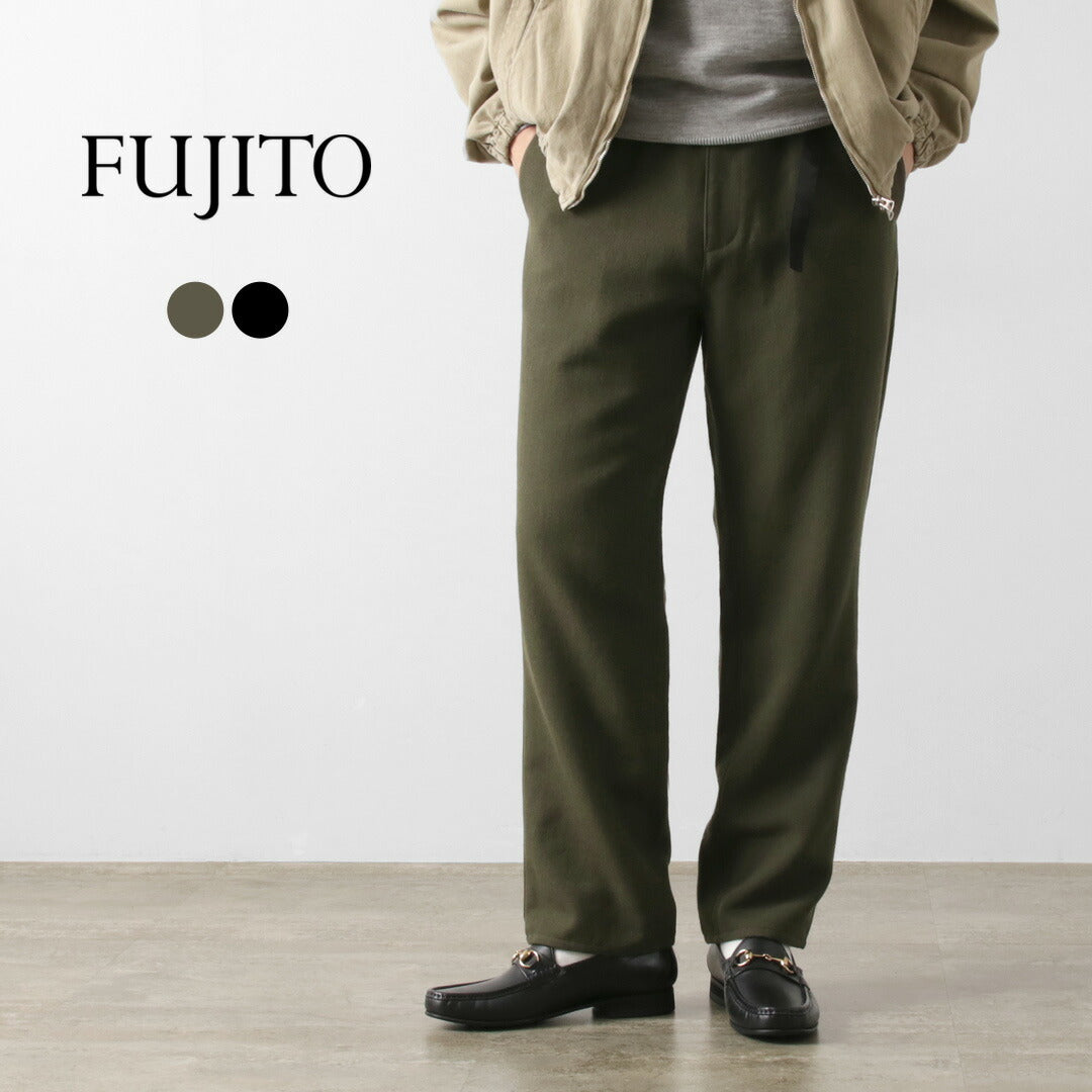 FUJITO / N.O.UN 无腰带长裤羊毛哔叽
