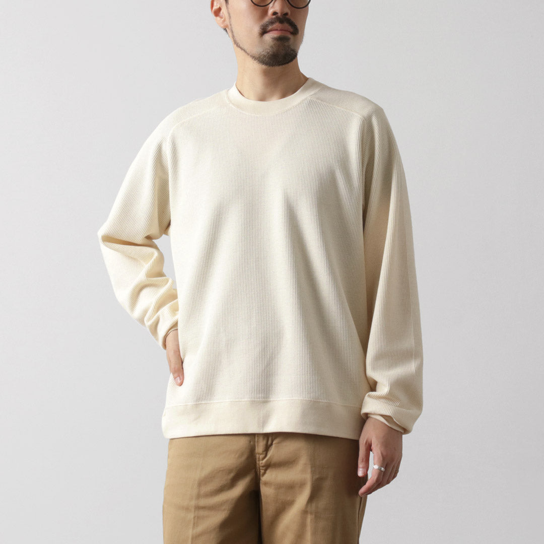 UNDYED / Colored Organic Cotton Waffle Long Sleeve Sweatshirt