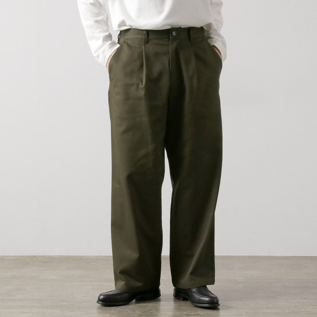 RE MADE IN TOKYO JAPAN / Pantalon large rentré en coton sergé dur