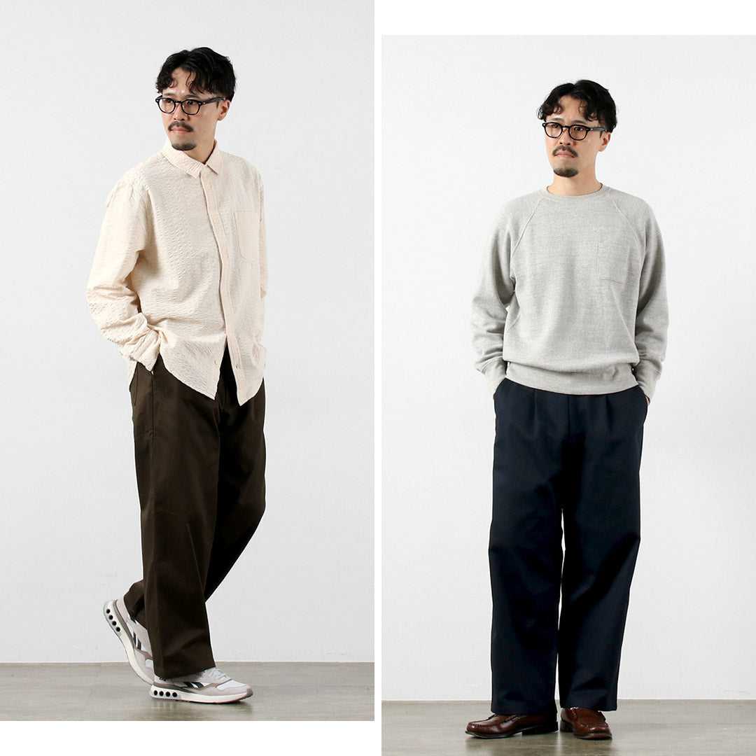 RE MADE IN TOKYO JAPAN / Cotton Hard Twill Tucked Wide Pants