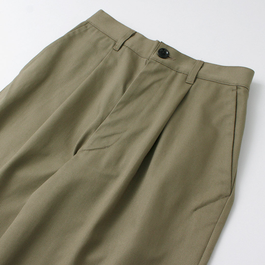RE MADE IN TOKYO JAPAN / Cotton Hard Twill Tucked Wide Pants