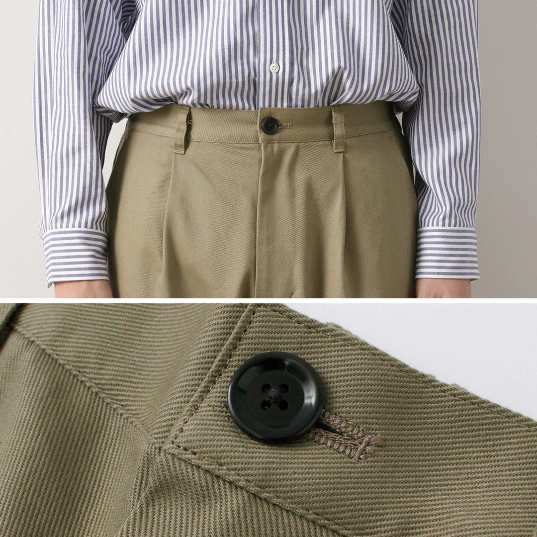 RE MADE IN TOKYO JAPAN / Cotton Hard Twill Tucked Wide Pants
