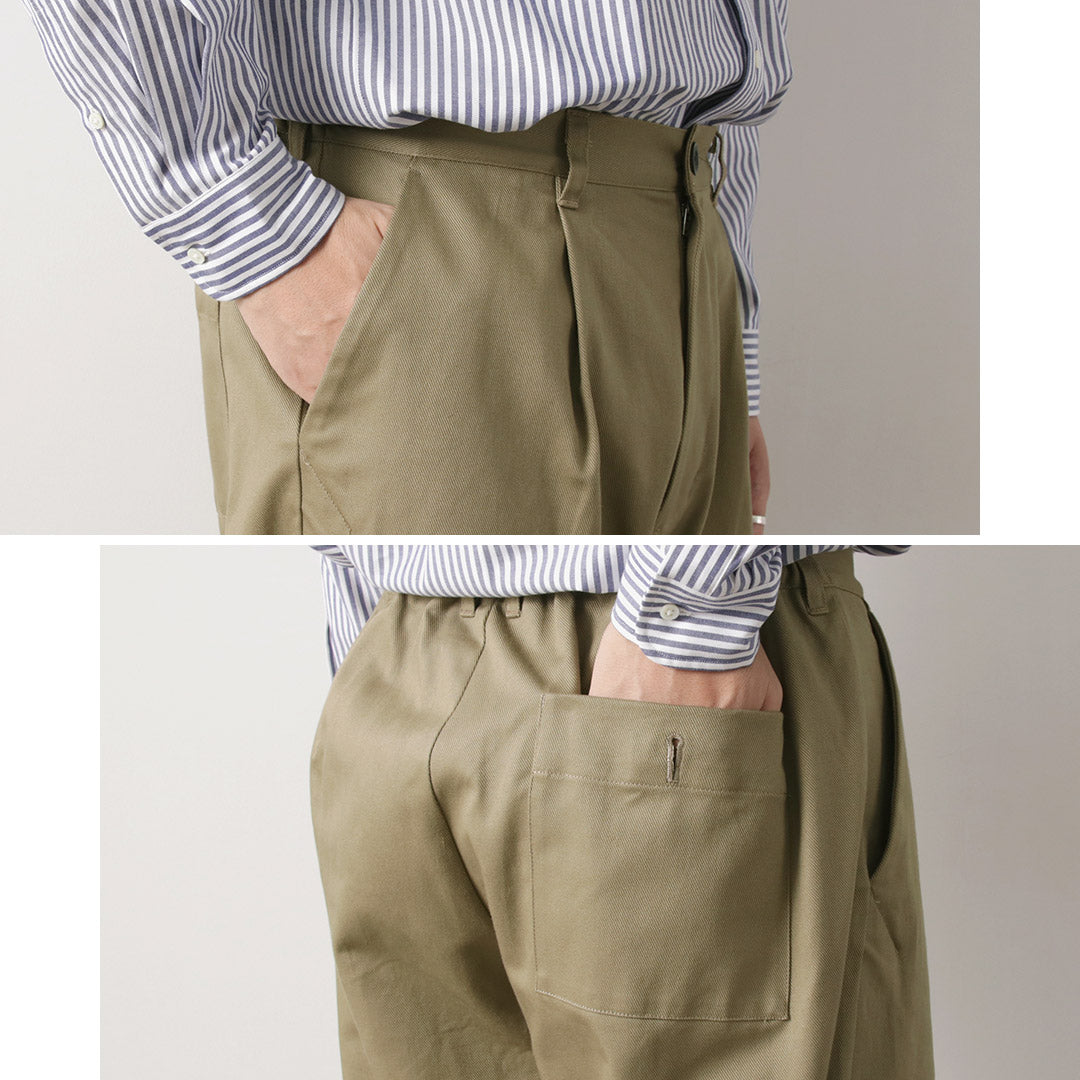 RE MADE IN TOKYO JAPAN / Cotton Hard Twill Tucked Wide Pants