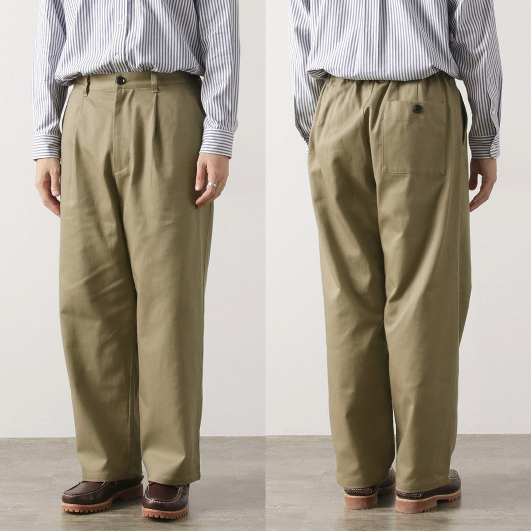 RE MADE IN TOKYO JAPAN / Cotton Hard Twill Tucked Wide Pants