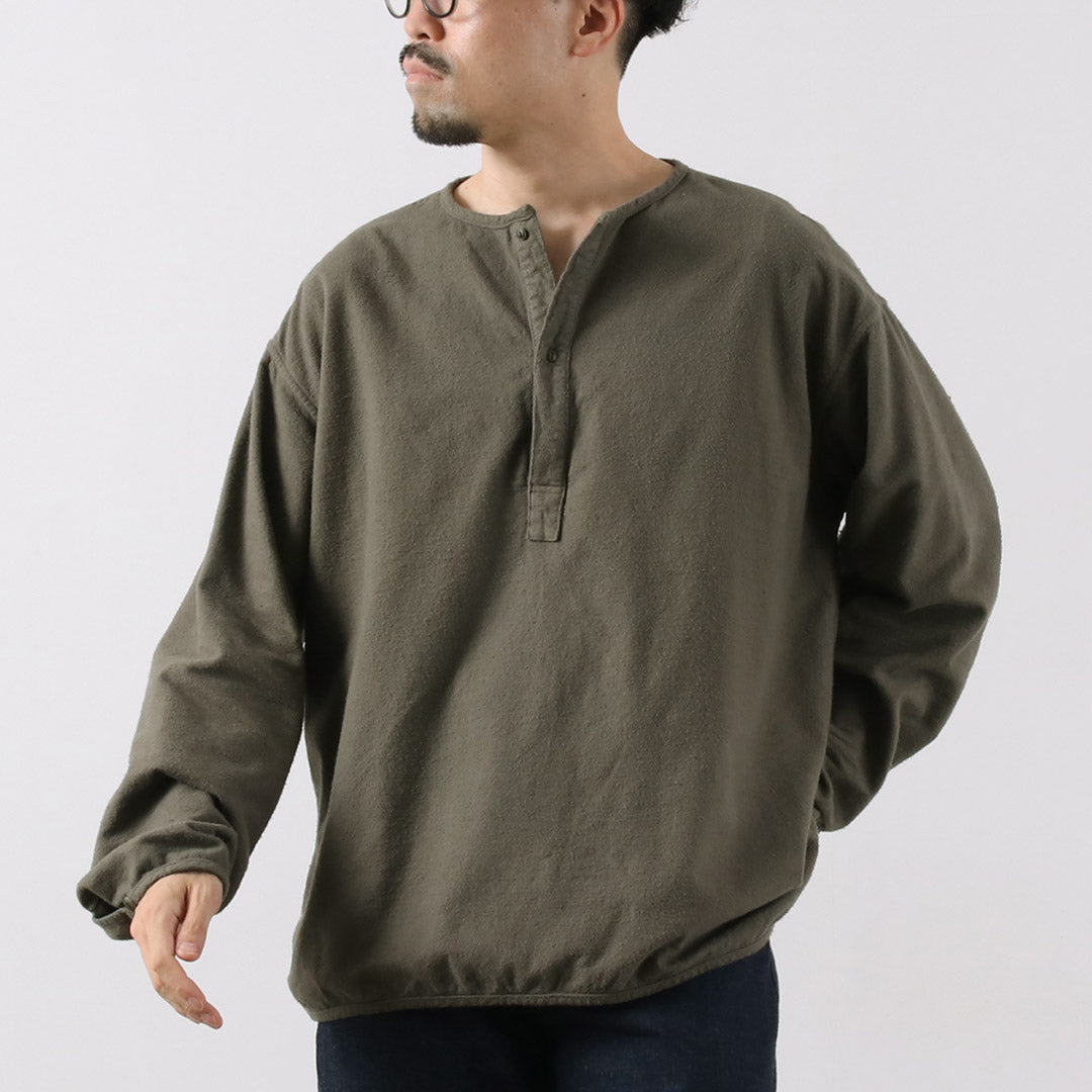 日本蓝色牛仔裤/拉绒棉质法兰绒睡眠亨利领套头衫 RJB3595