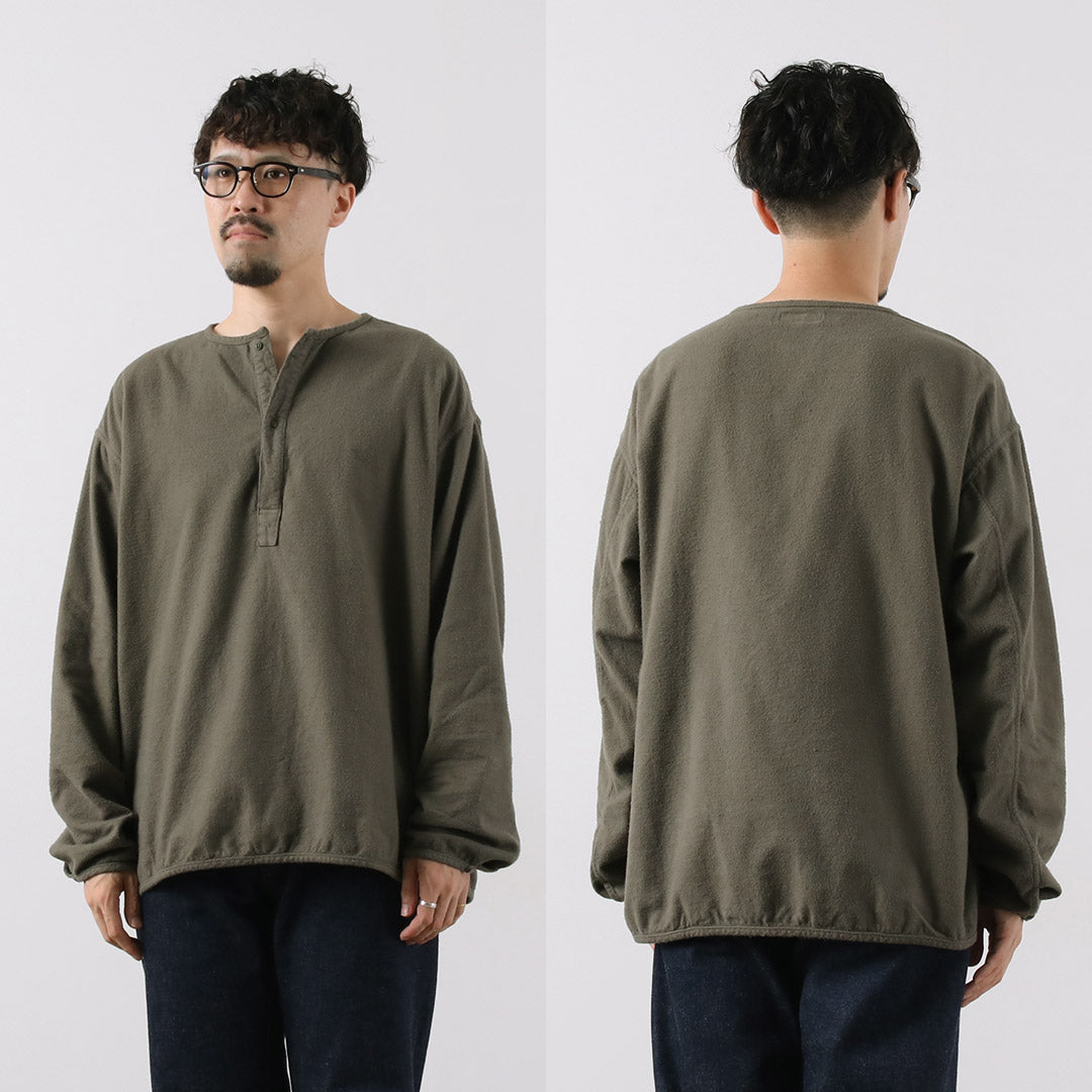 日本蓝色牛仔裤/拉绒棉质法兰绒睡眠亨利领套头衫 RJB3595