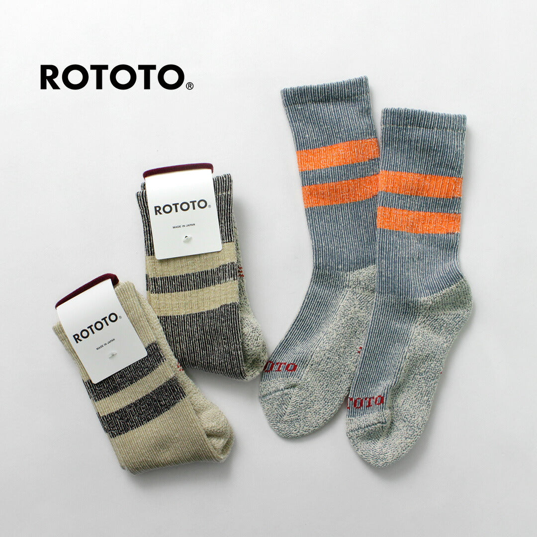 ROTOTO / R1589 毛絨條紋泥灰岩襪子