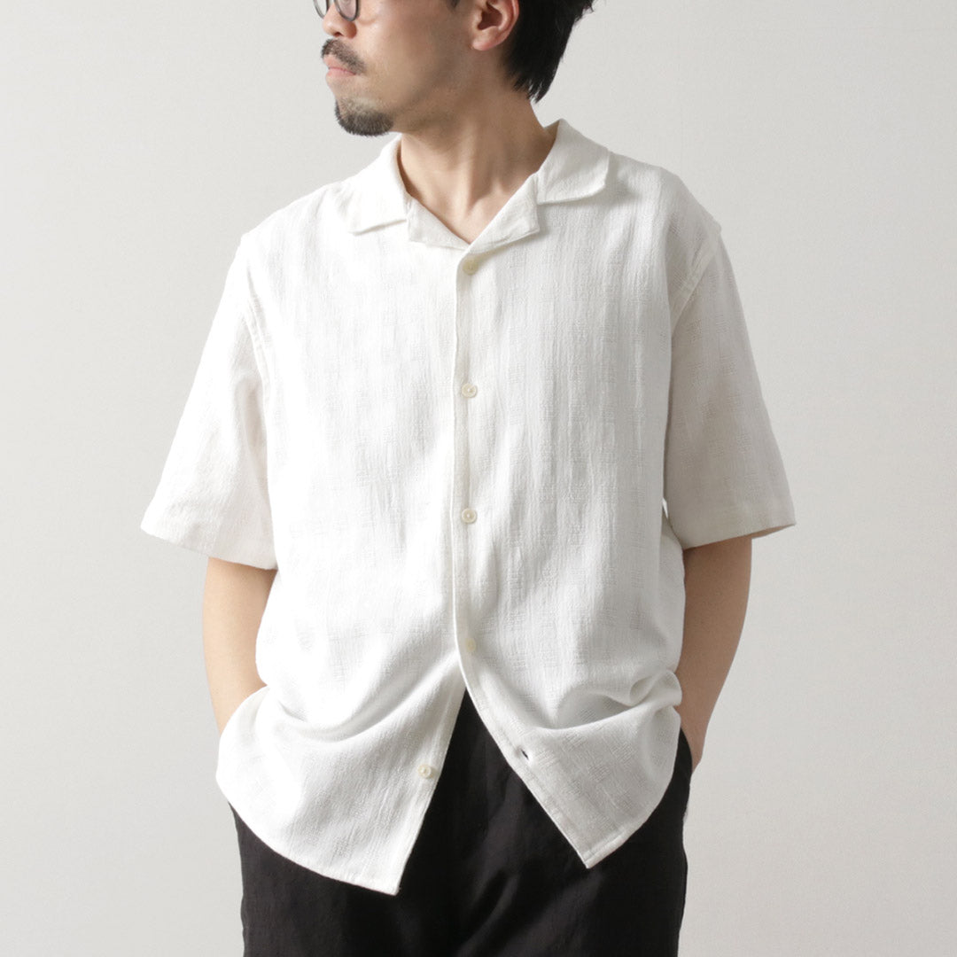 WAX LONDON / Didcot Short Sleeve Shirt Open Wave Grid