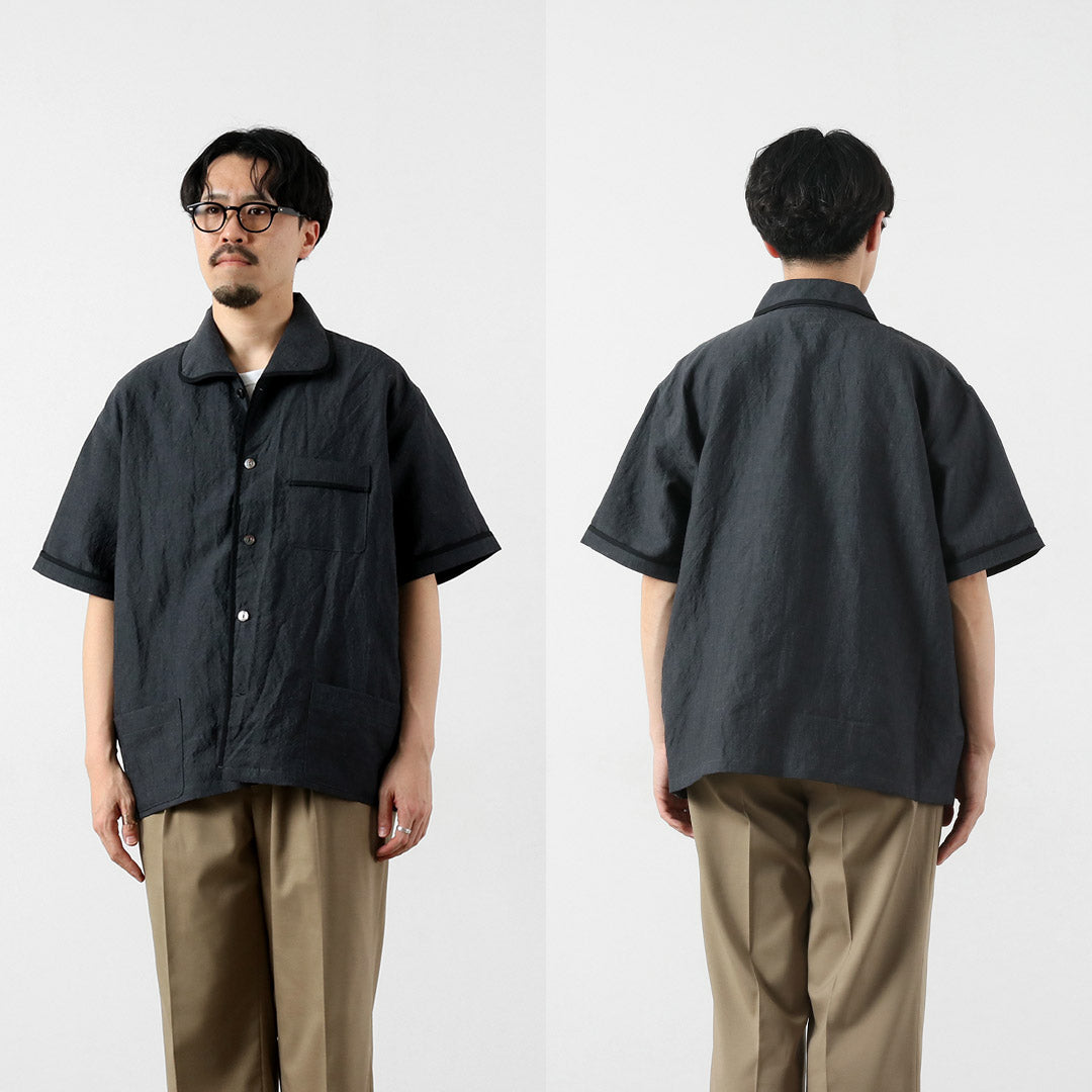 FUJITO / Chemise de pyjama tropicale en laine et lin