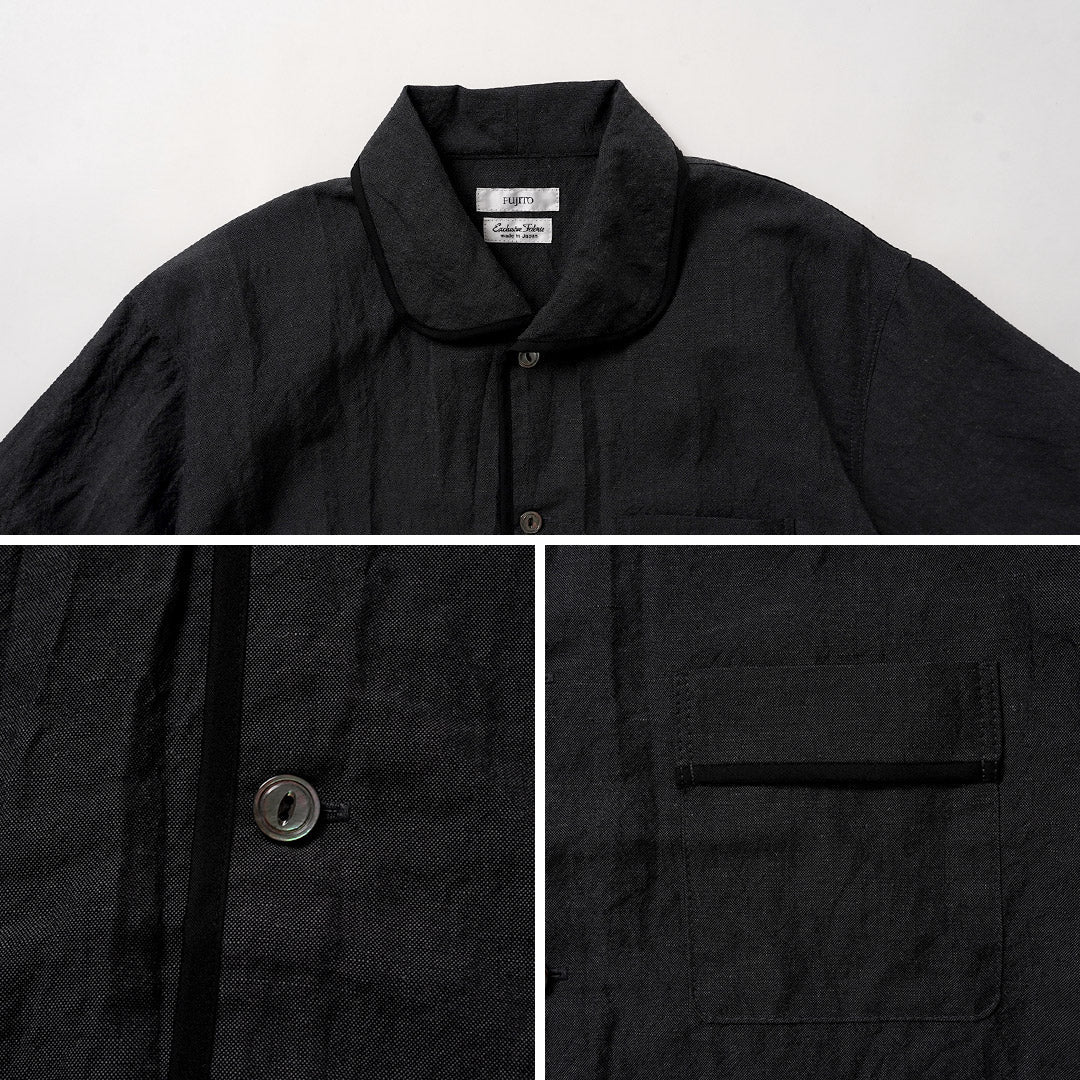 FUJITO / Chemise de pyjama tropicale en laine et lin
