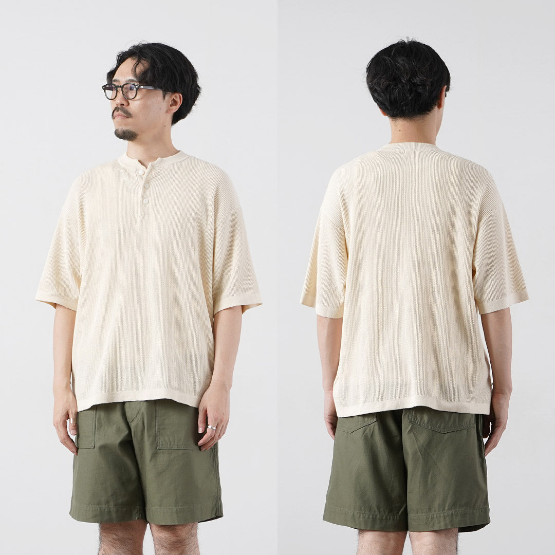 HEALTHKNIT / T-shirt en tricot à manches courtes et col Henry