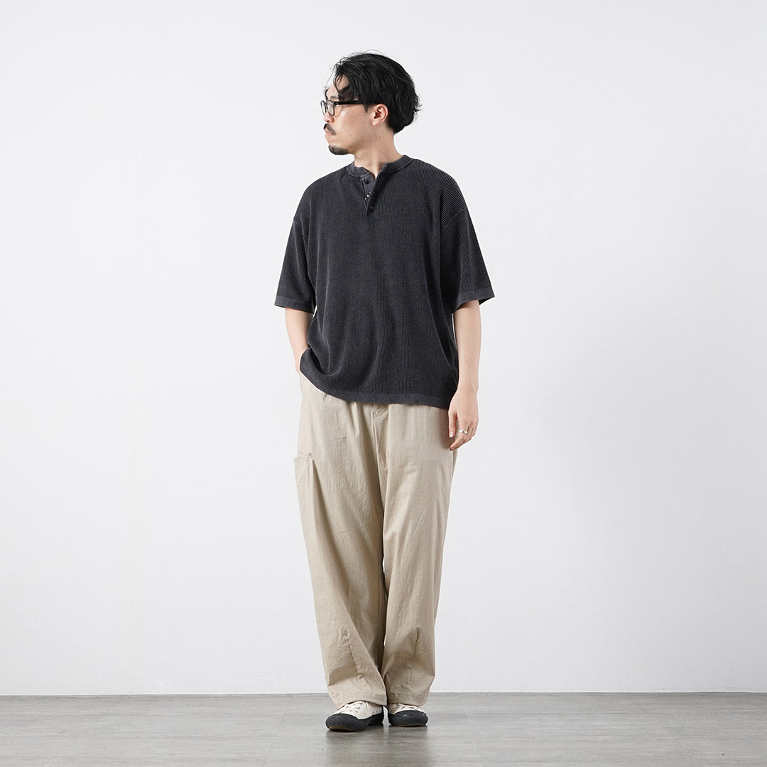 HEALTHKNIT / T-shirt en tricot à manches courtes et col Henry