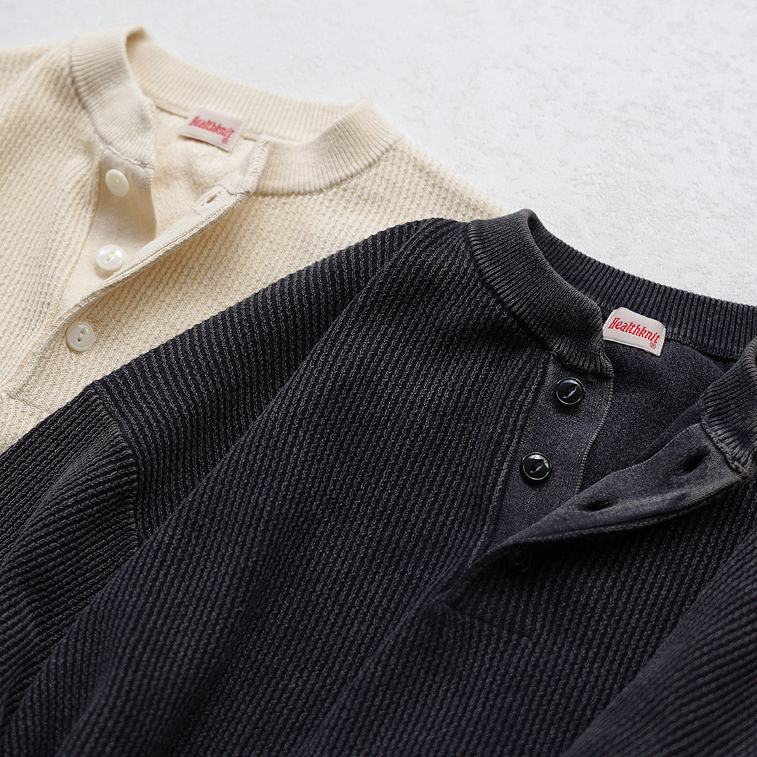 HEALTHKNIT / T-shirt en tricot à manches courtes et col Henry