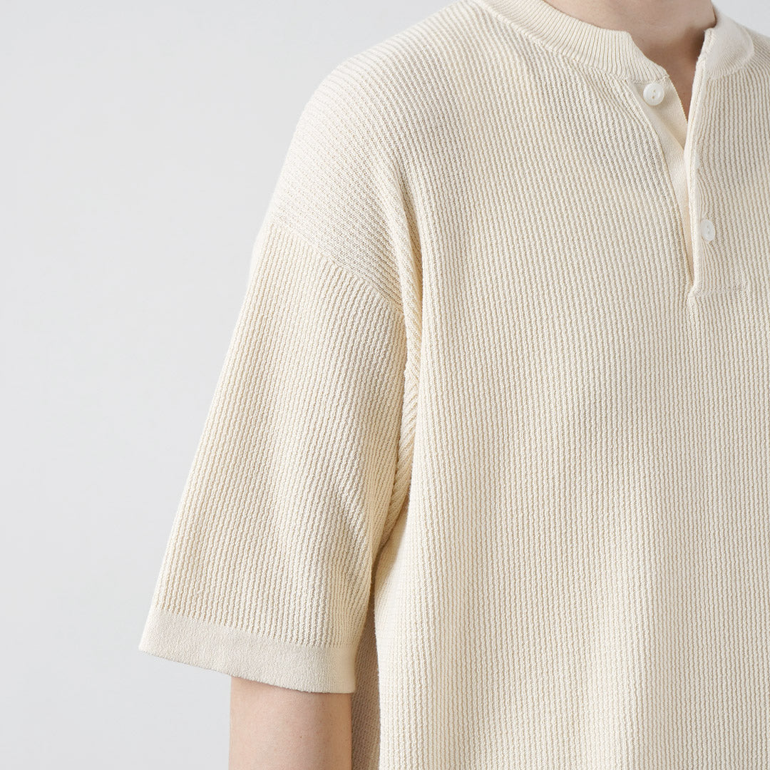 HEALTHKNIT / T-shirt en tricot à manches courtes et col Henry