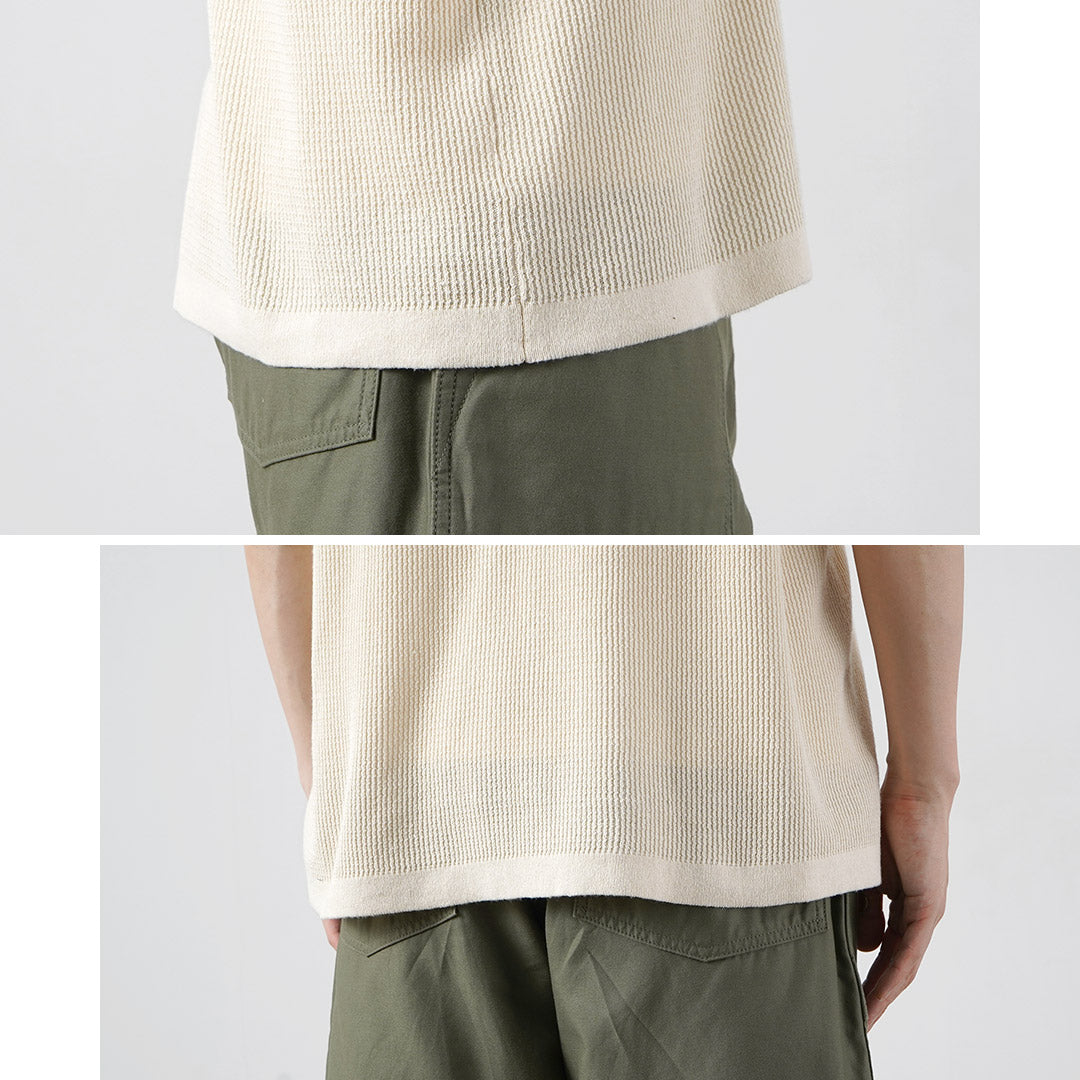 HEALTHKNIT / T-shirt en tricot à manches courtes et col Henry