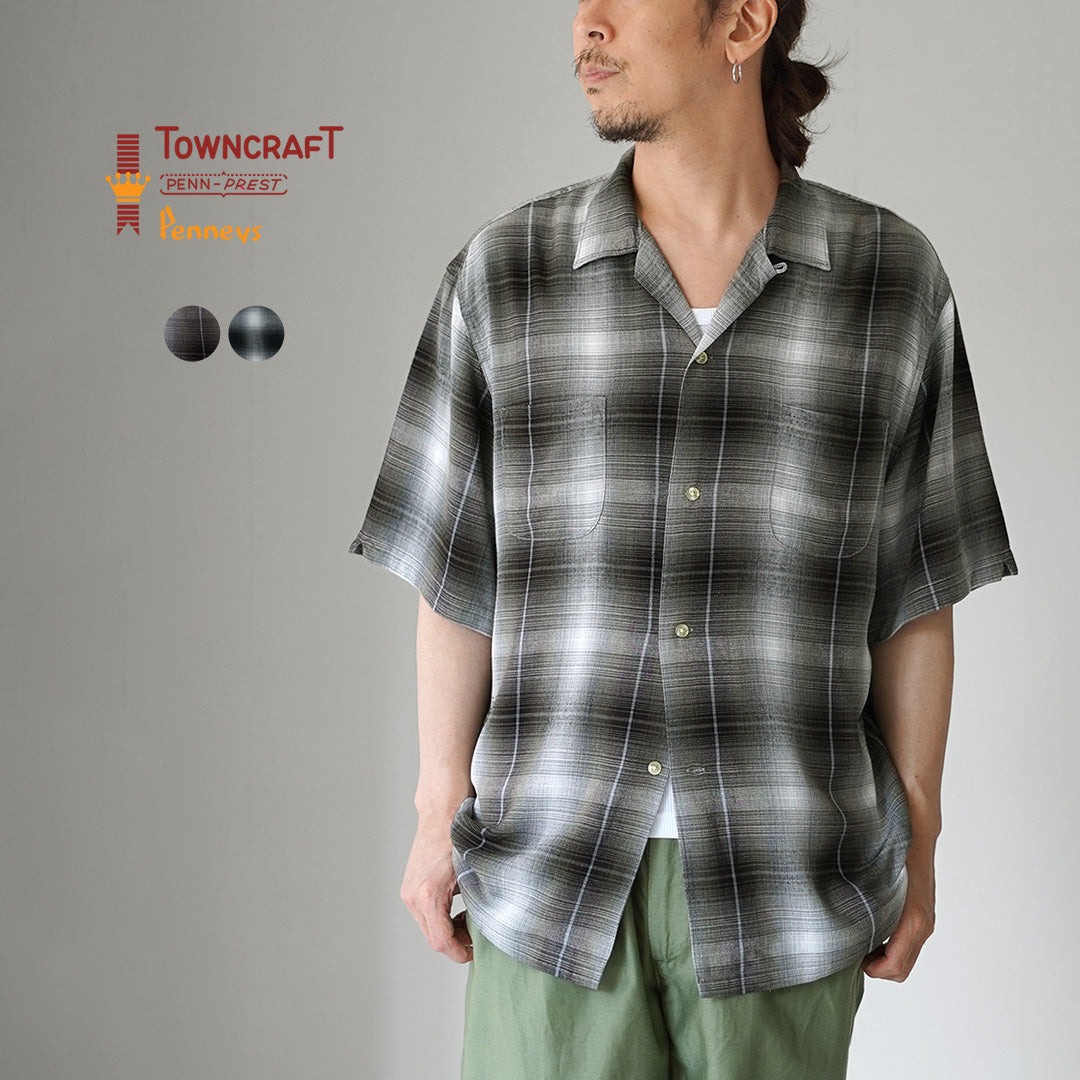 TOWNCRAFT / 60 年代漸變人造絲環領襯衫