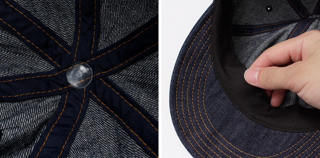 Gorra de ala larga de mezclilla de orillo SUPERIOR / 10 oz