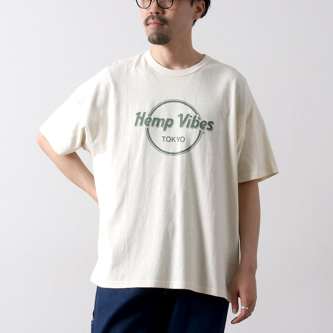 GOHEMP / Hemp Vibes Print Basic Wide T-Shirt