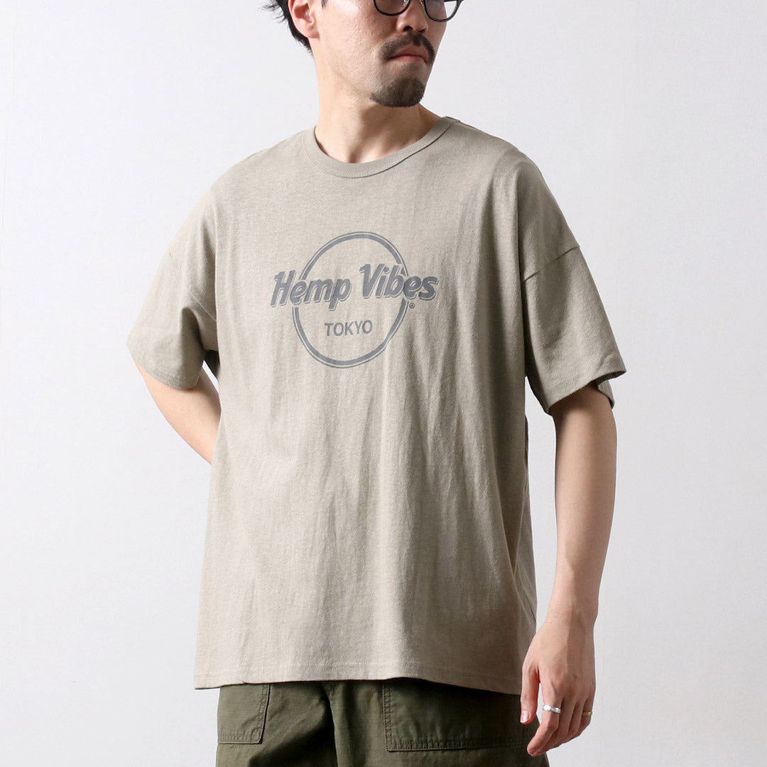 GOHEMP / Hemp Vibes Print Basic Wide T-Shirt
