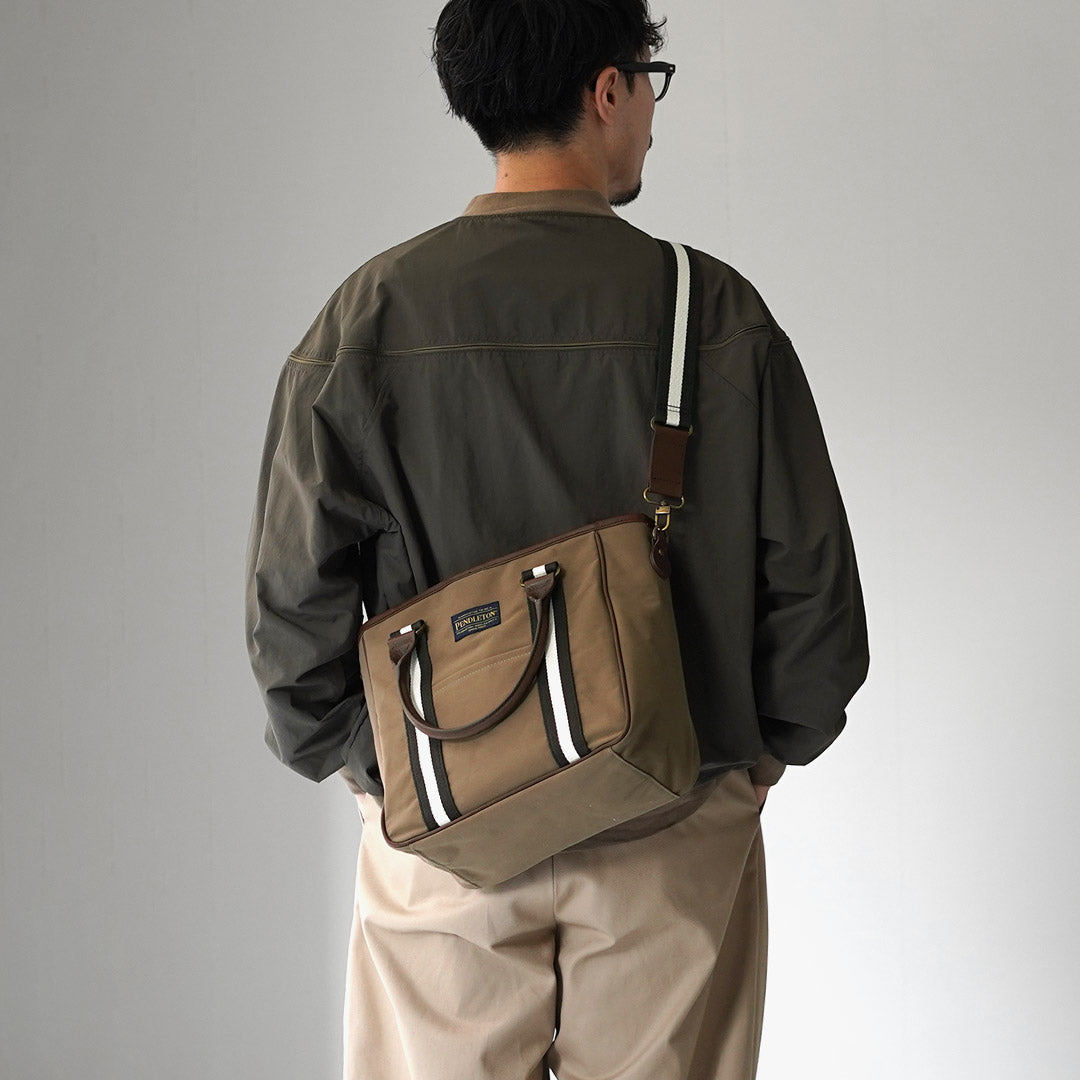 PENDLETON / MARIE 合作 2-way 涂层帆布手提包