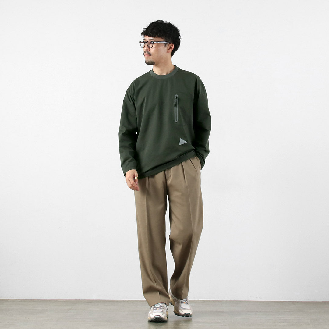 AND WANDER / 混合保暖口袋长袖 T 恤
