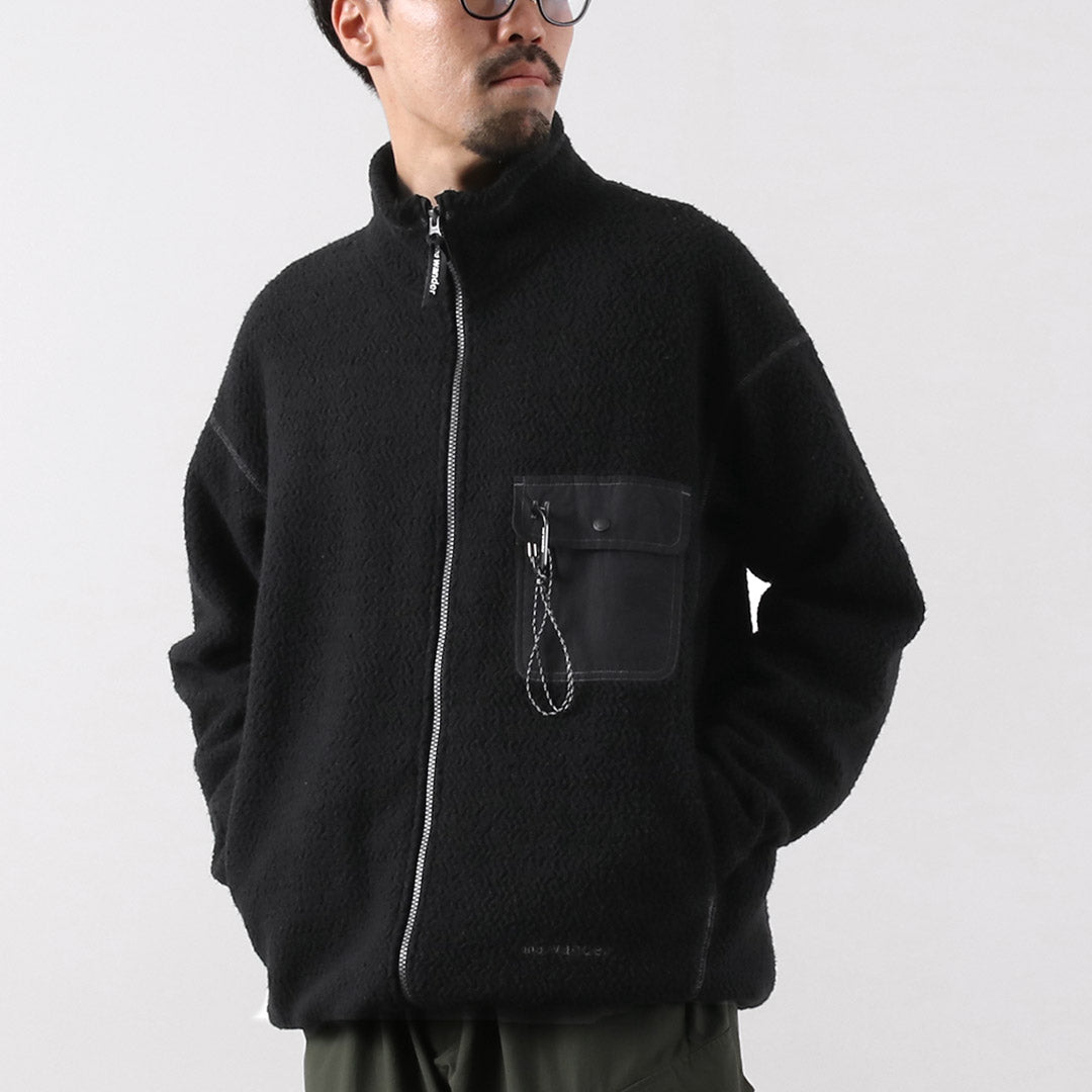 AND WANDER / Veste Re-Wool Jacquard Stand Zip