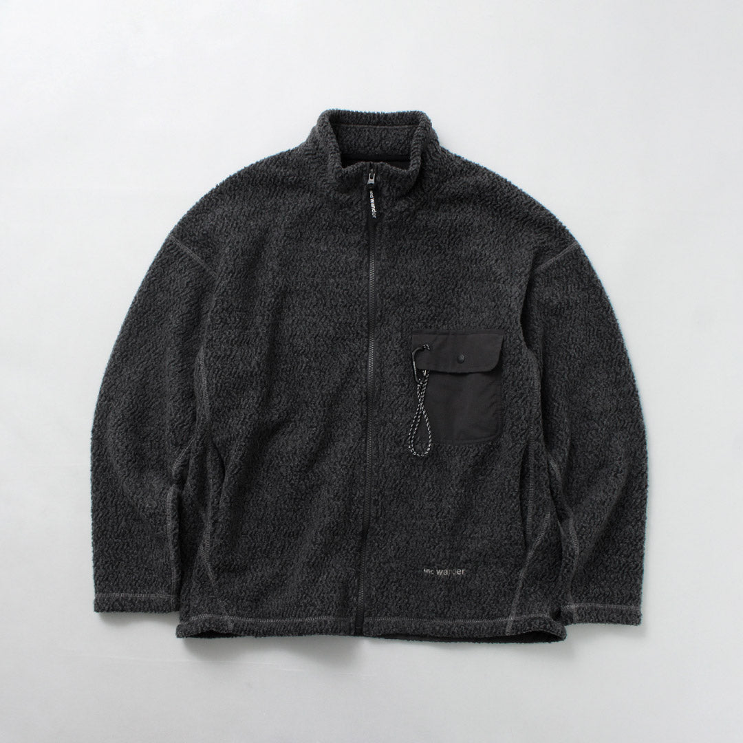 AND WANDER / Veste Re-Wool Jacquard Stand Zip