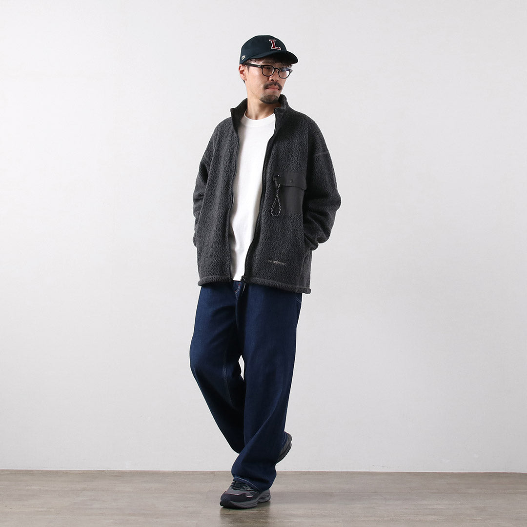 AND WANDER / Veste Re-Wool Jacquard Stand Zip
