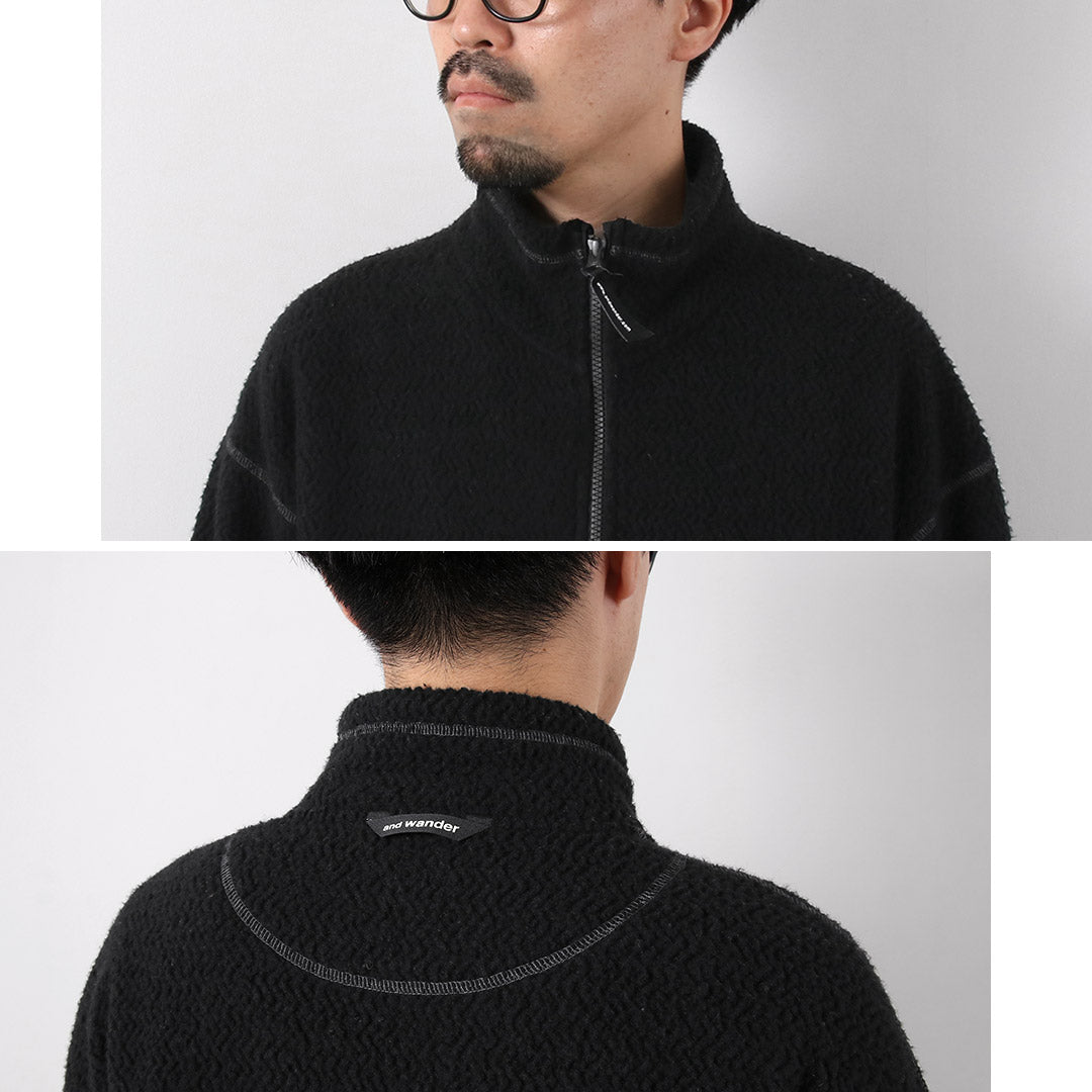 AND WANDER / Veste Re-Wool Jacquard Stand Zip