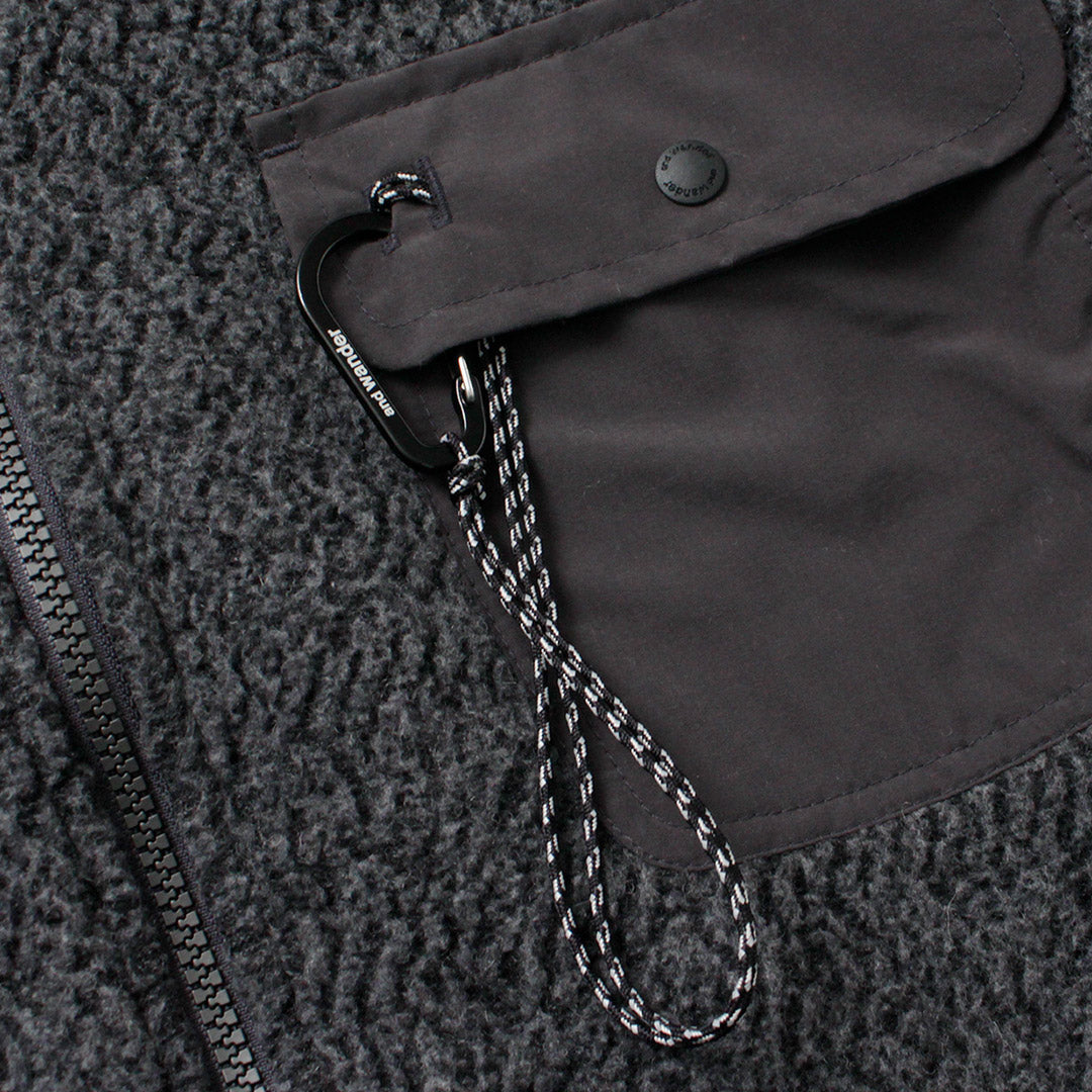 AND WANDER / Veste Re-Wool Jacquard Stand Zip