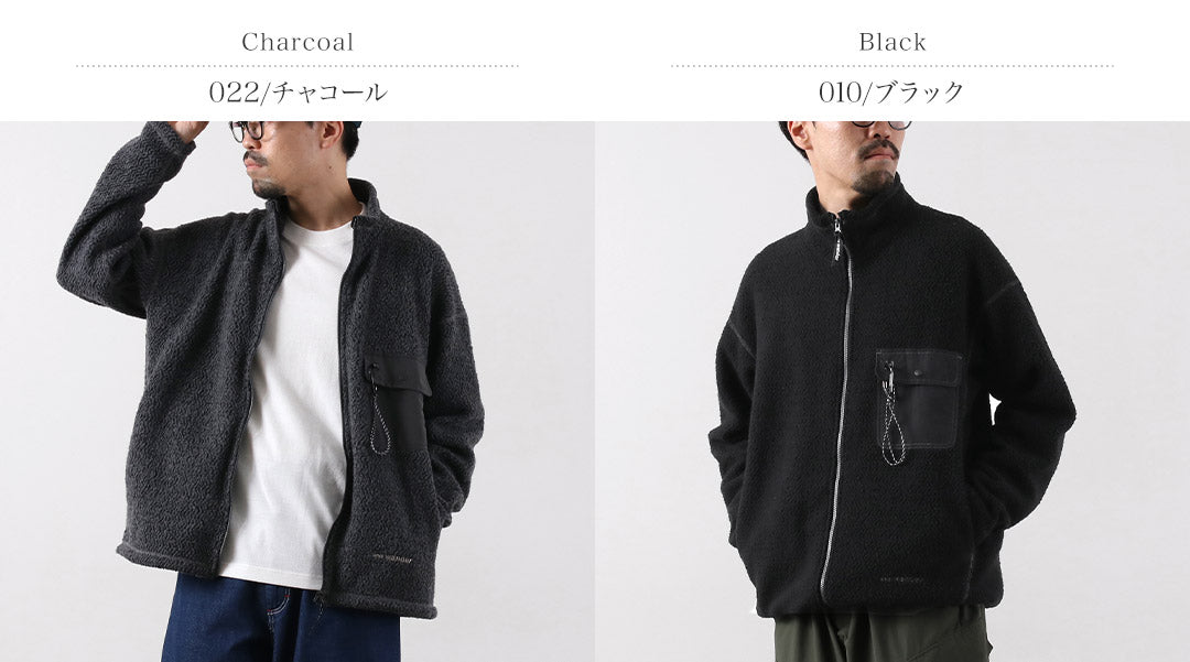 AND WANDER / Veste Re-Wool Jacquard Stand Zip