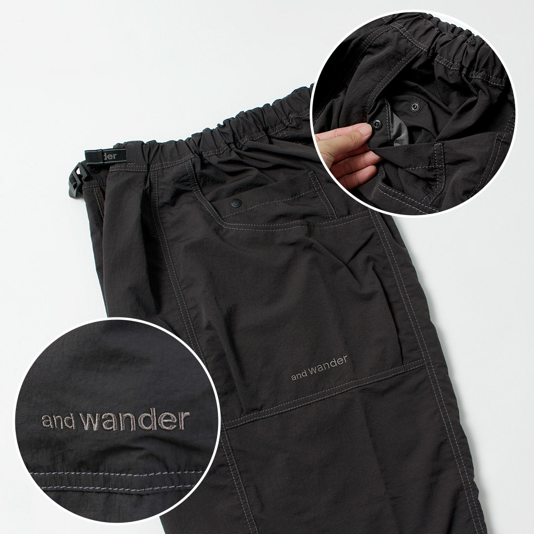 AND WANDER / Pantalon en nylon froissé