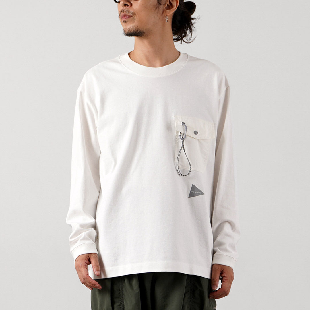 AND WANDER / Camiseta de manga larga con bolsillo de algodón pesado