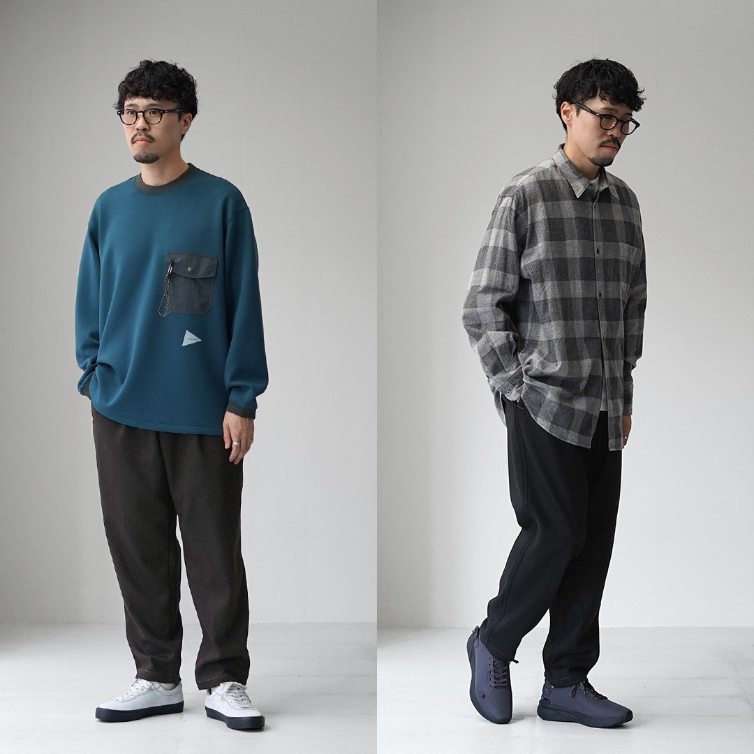 AND WANDER / REWOOL 花呢锥形裤