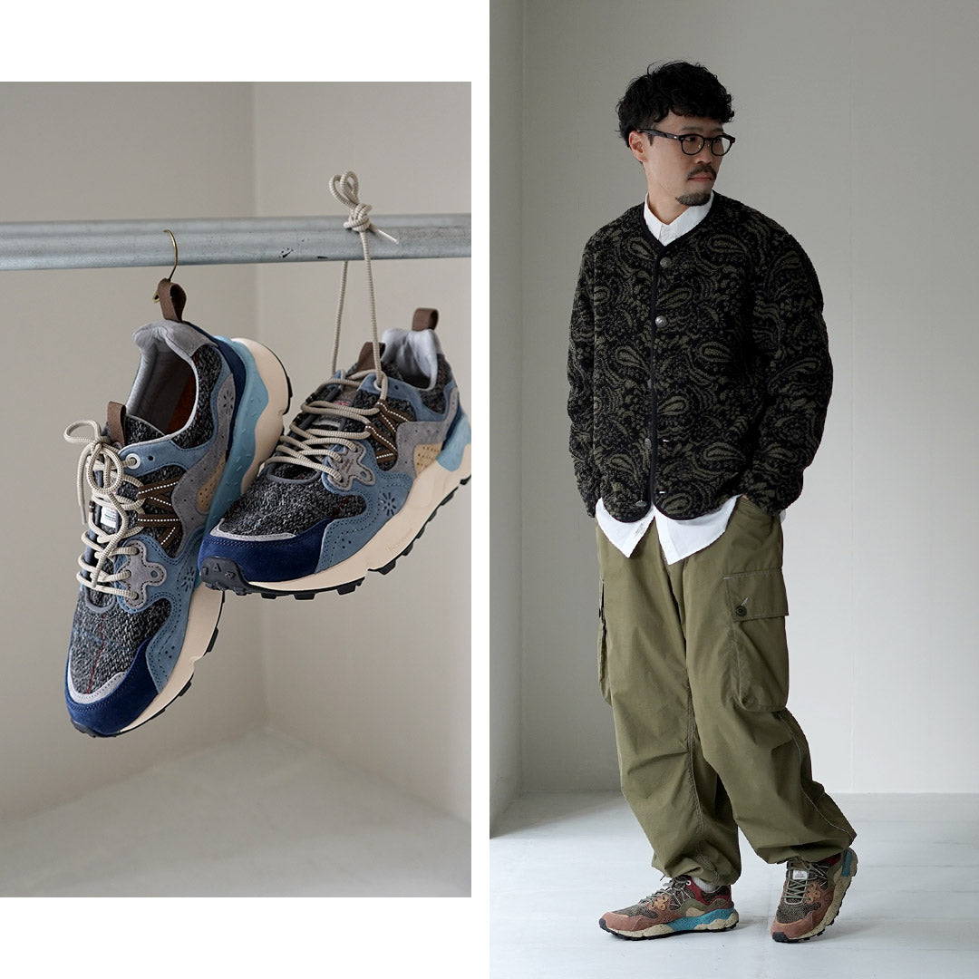 FLOWER MOUNTAIN / Yamano 3 Harris Tweed and Pig Suede Sneakers