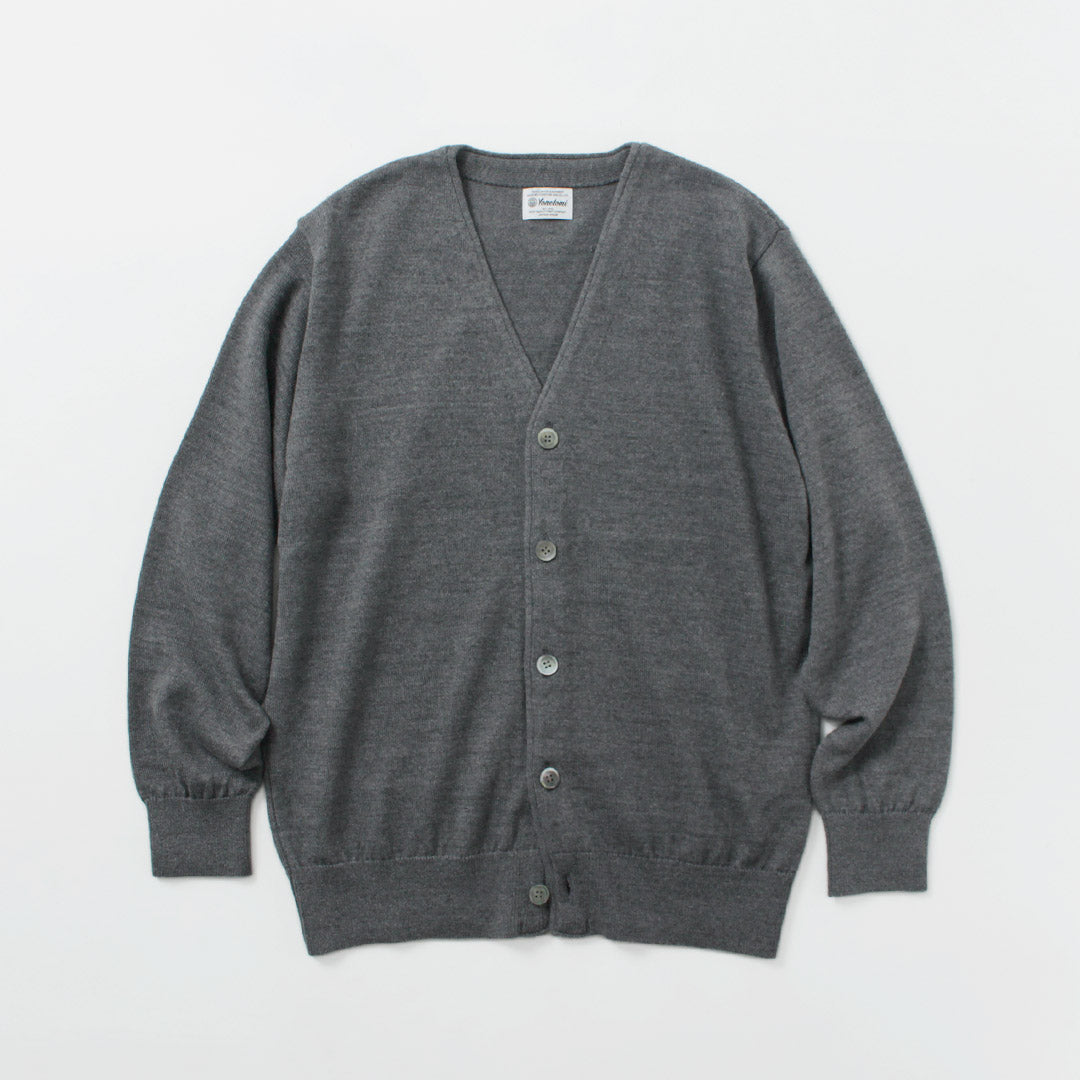 YONETOMI NEW BASIC / Cárdigan de punto americano de lana y algodón