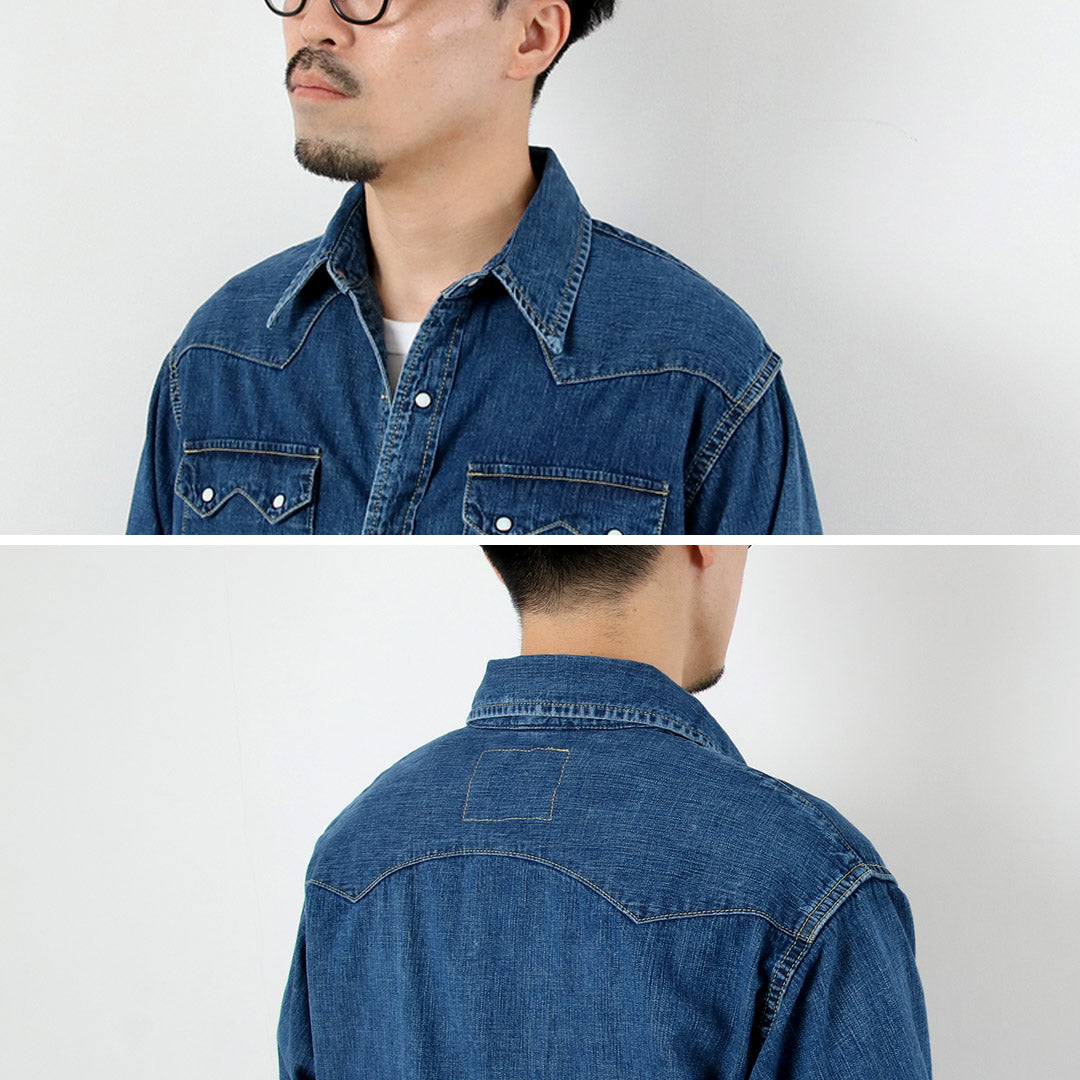 REMI RELIEF / 8.5온스 데님 웨스턴 셔츠 톱니 플랩 중고 마감