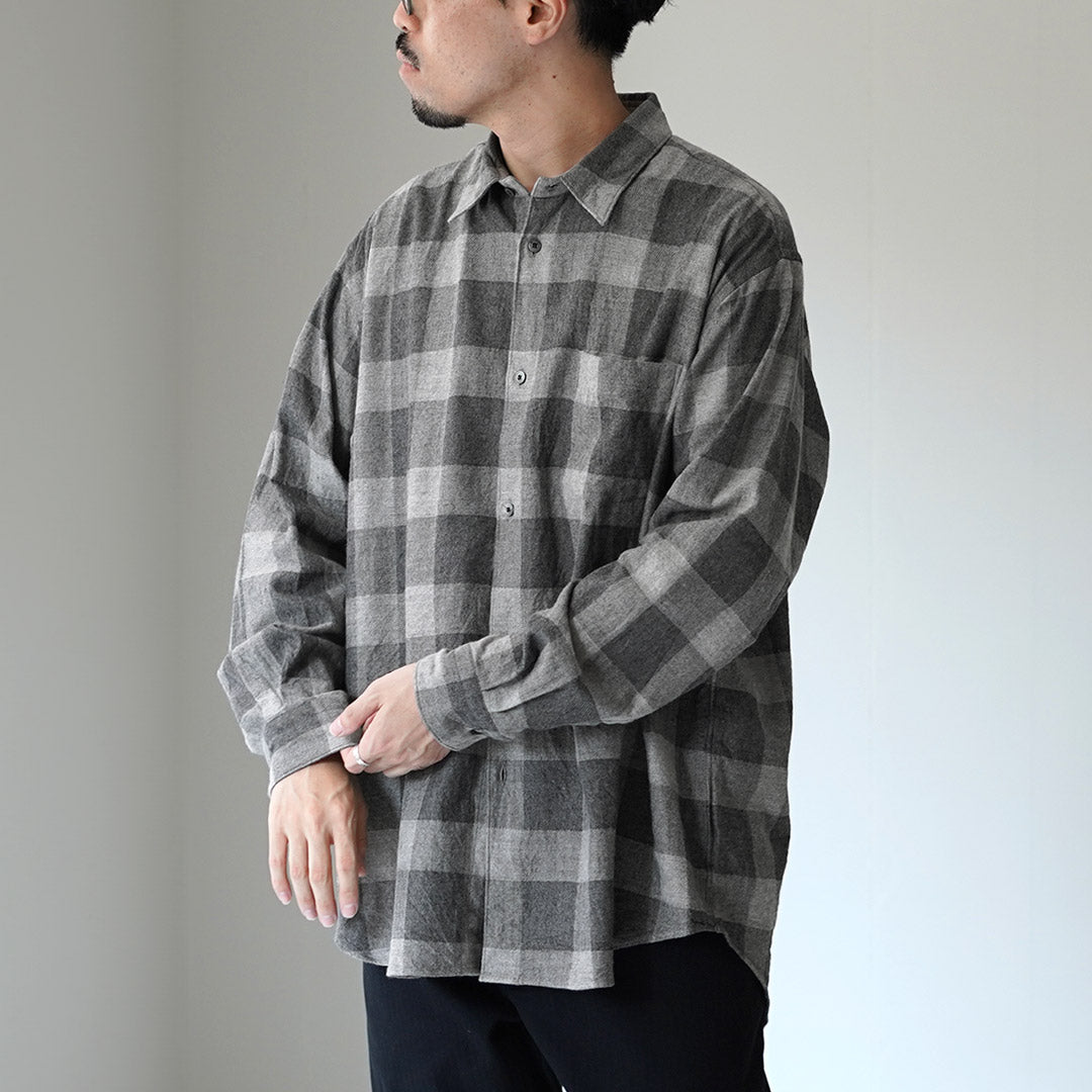 FUJITO / Cotton/Yak Block Plaid Big Size Shirt