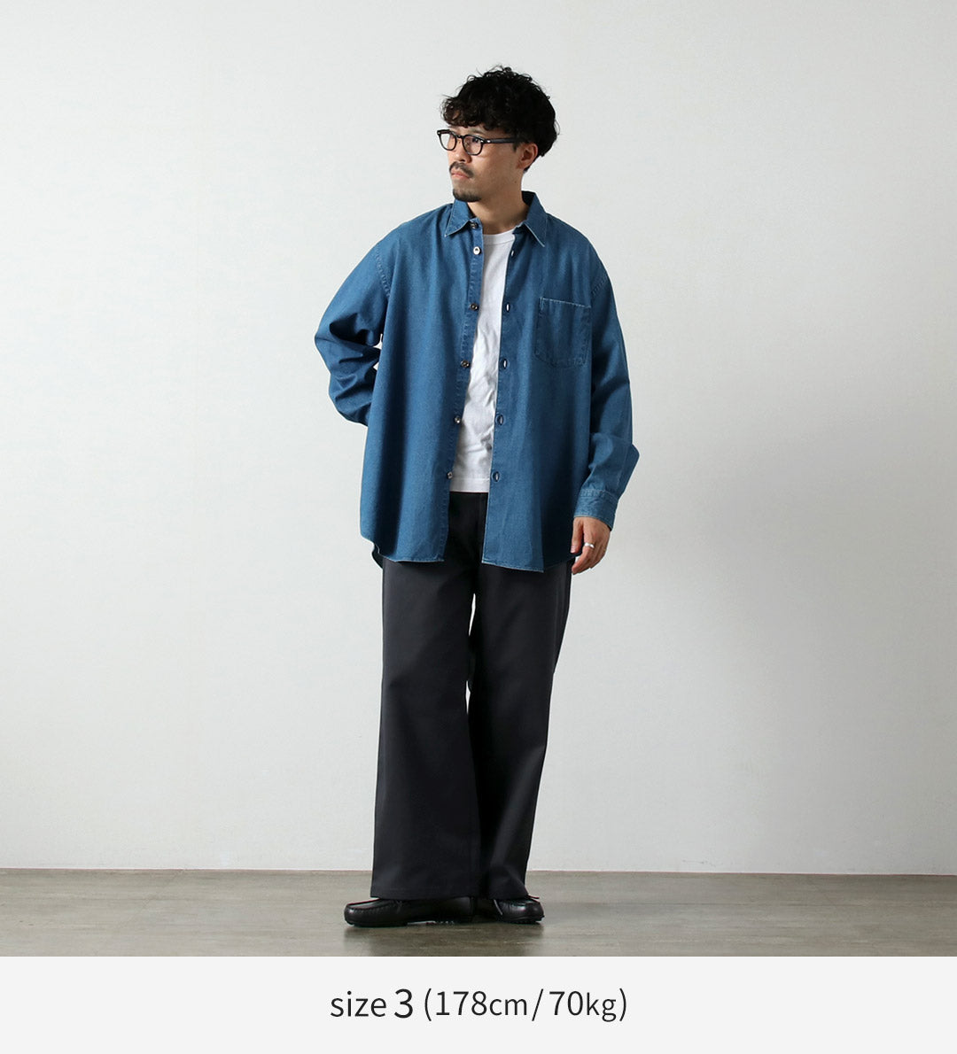 FUJITO / Chemise grande taille en denim 8oz