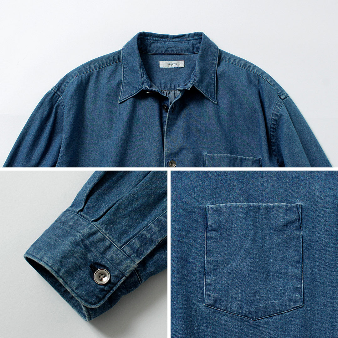 FUJITO / Chemise grande taille en denim 8oz
