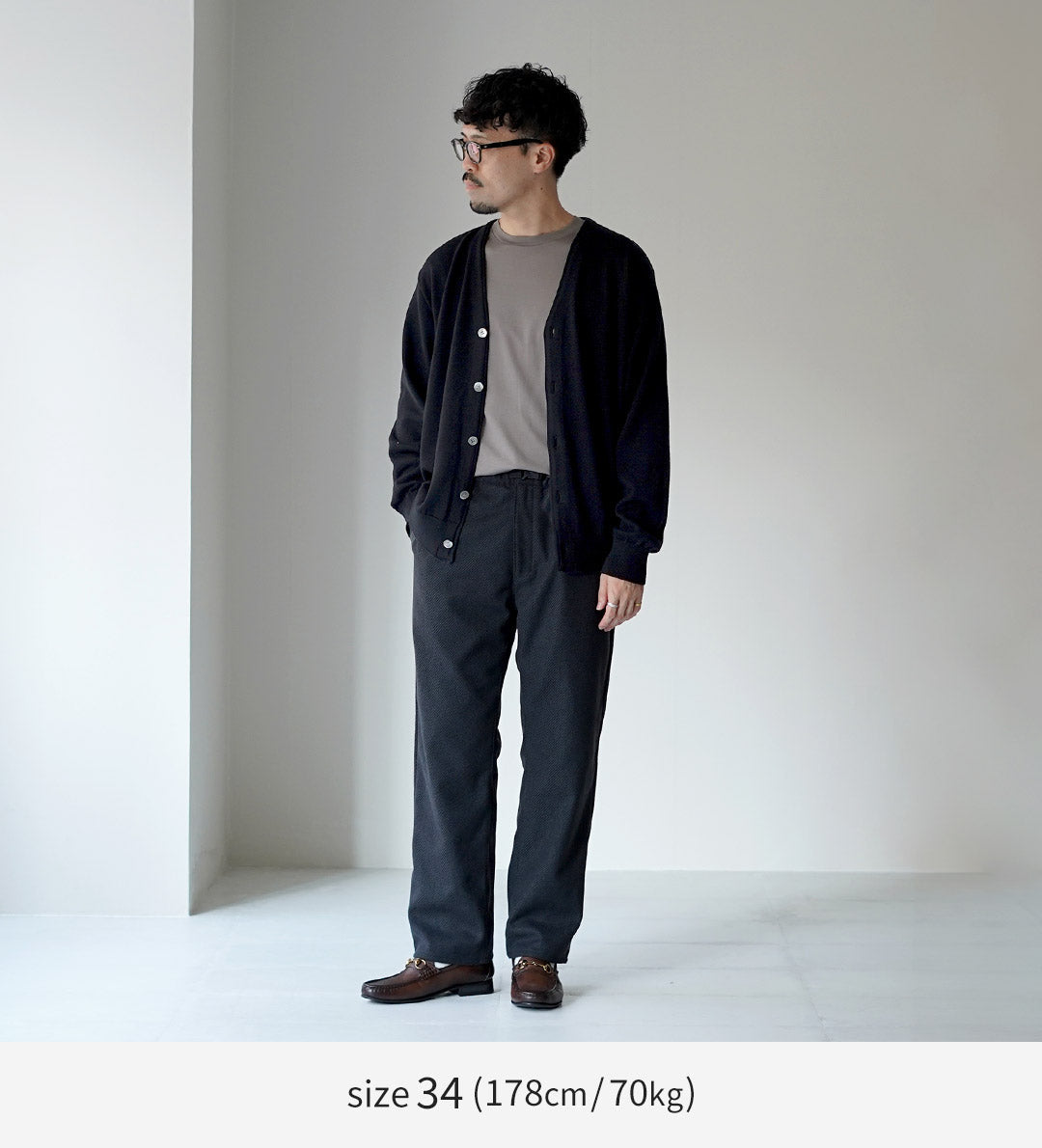 FUJITO / 再生羊毛斜紋布 N.O.UN 無腰帶長褲
