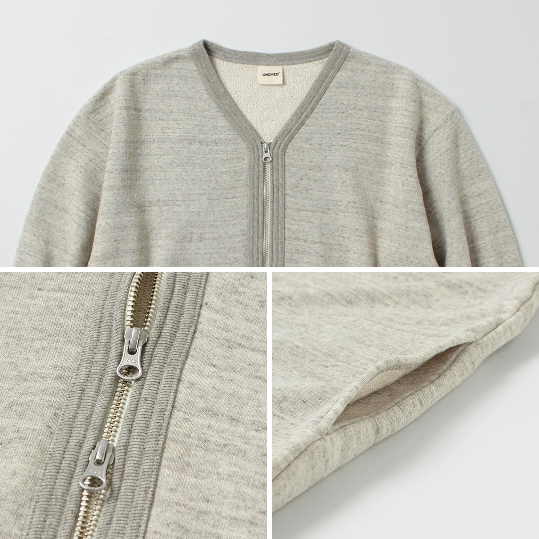 UNDYED / Cardigan zippé en sweat en coton biologique