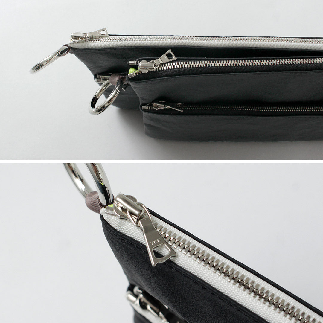 SENTI / Dyneema 가죽 더블 지퍼 파우치 LL