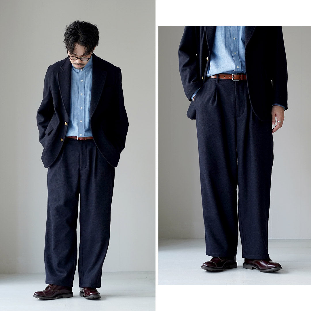 RE MADE IN TOKYO JAPAN / Pantalon large Kersey en laine et cachemire